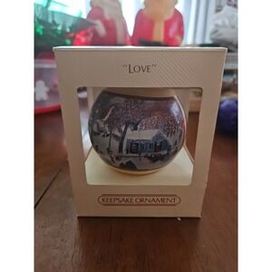 Vintage Hallmark Glass Ornament / 1983/ "LOVE"  (536)